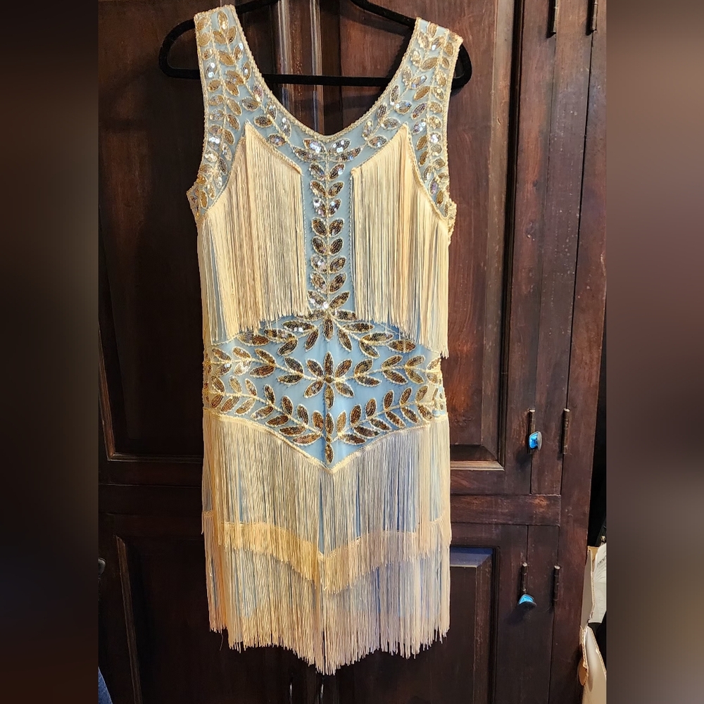 Roaring 20s Flapper Costume Dress size L. Item #3893 - Picture 6 of 8